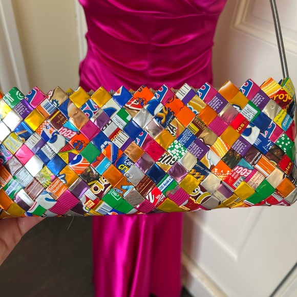 Handmade Candywrapper Multicolor Shoulder Bag - Picture 7 of 7